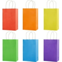 24 Rainbow Favor Bags with Handles, 8 Inch Multicolor Paper Party Favor Bags for Birthdays, Events, Classrooms and Celebrations