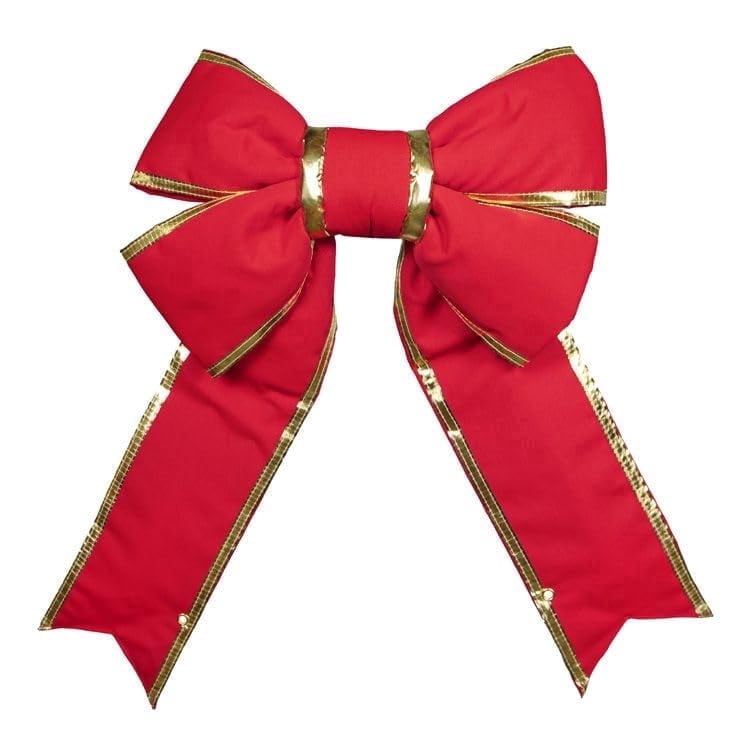 Christmas Designers 24in Red with Gold Trim Christmas Bow Canvas UV Protected Indoor Outdoor