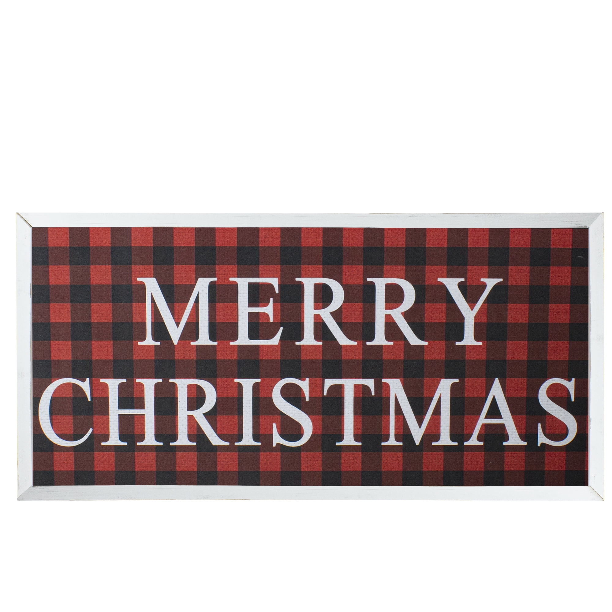 24" Red and Black Buffalo Plaid Merry Christmas Wooden Wall Sign