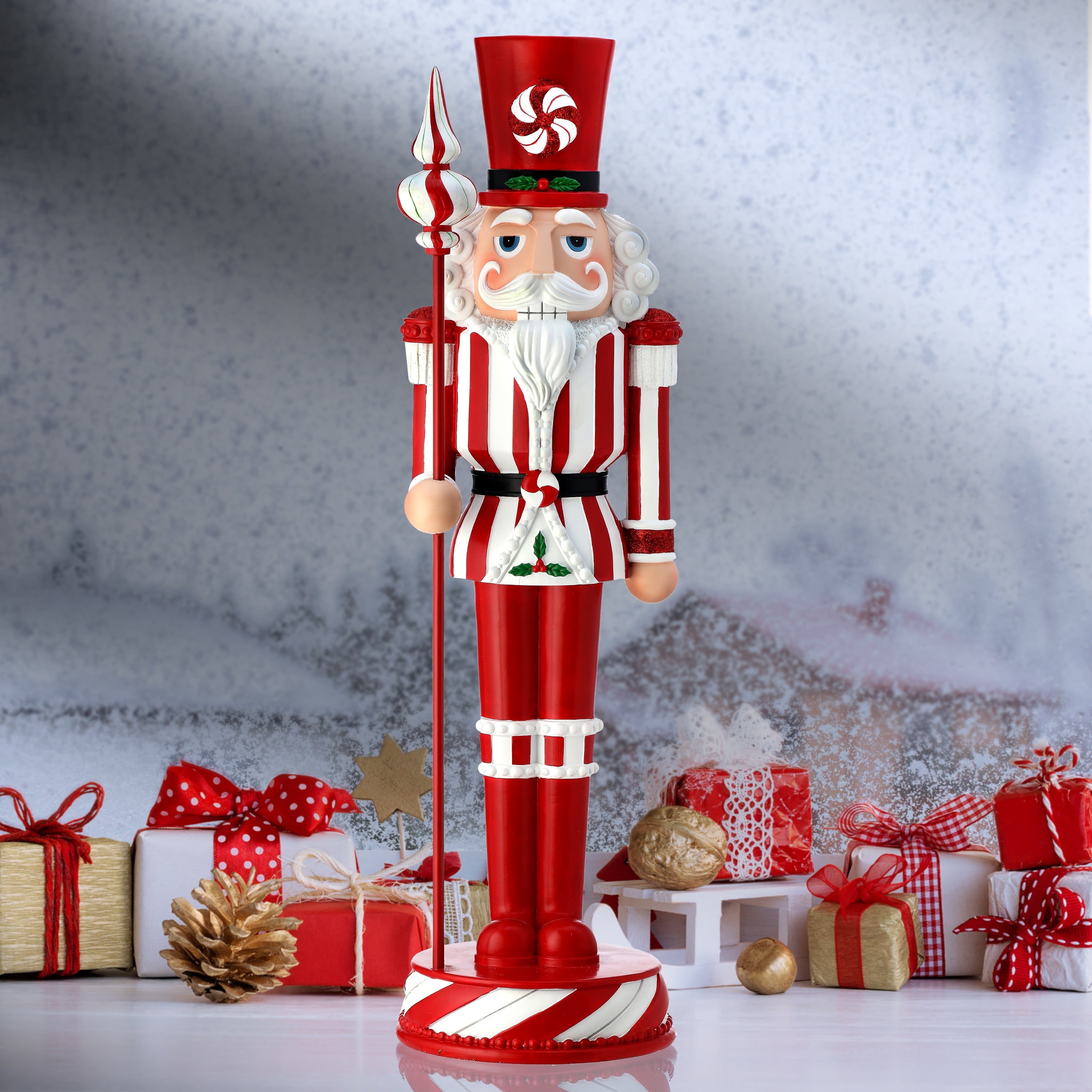 24" Resin Peppermint Nutcracker
