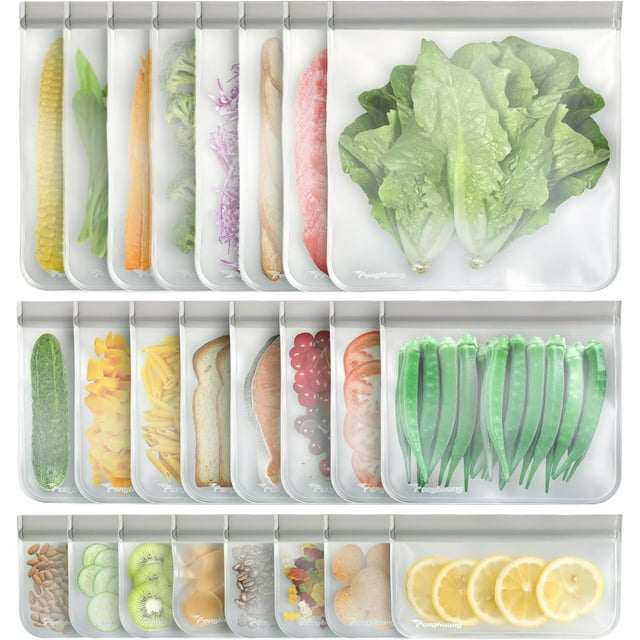 24 Reusable Food Storage Bags Freezer Bags BPA Free 8 Gallon Bags