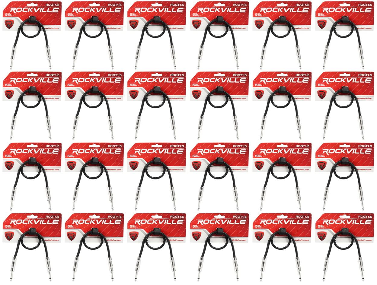 24 Rockville RCGT1.5B 1.5'  1/4" TS to 1/4'' TS Guitar/Instrument Cable
