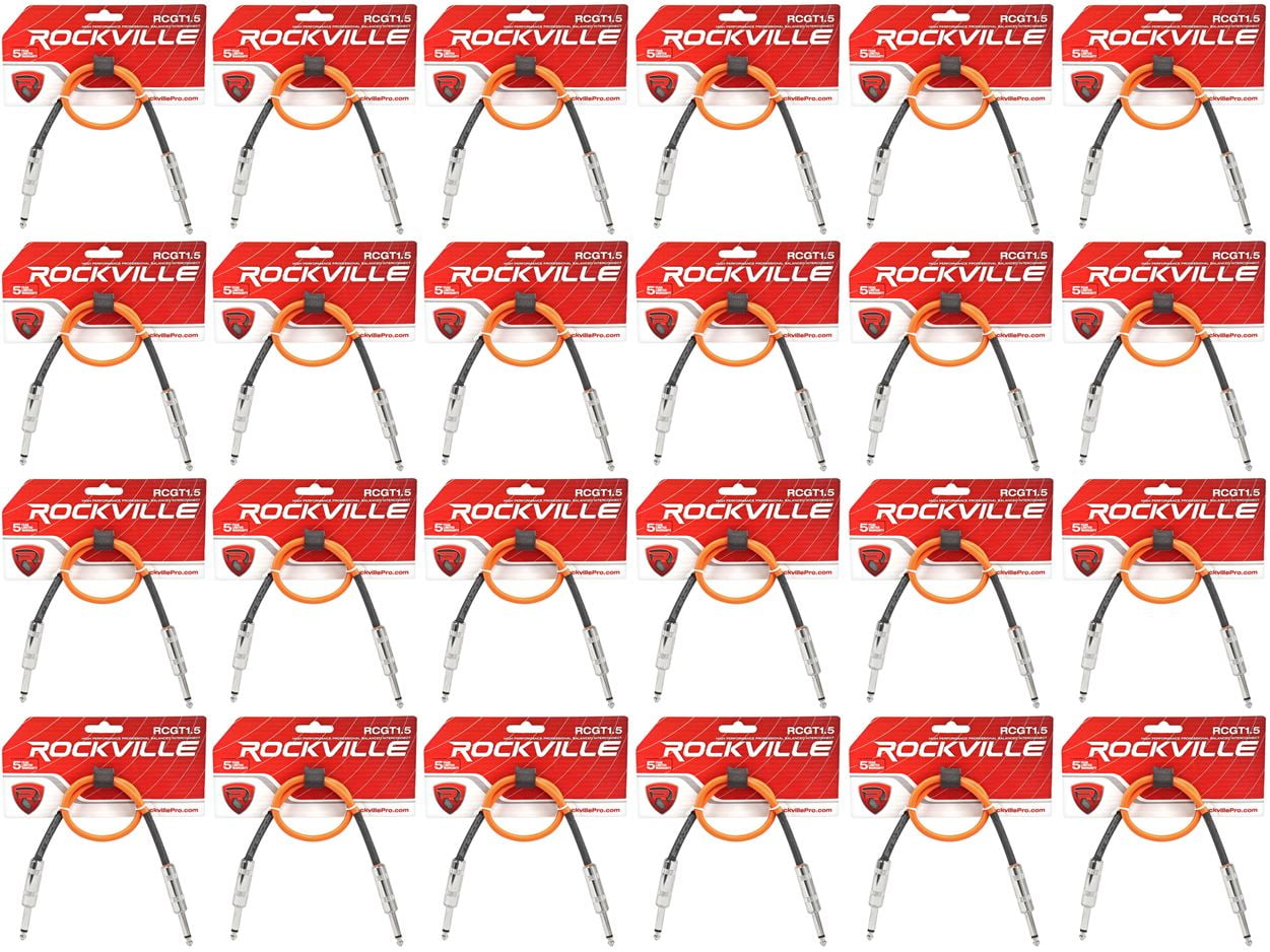 24 Rockville RCGT1.5O 1.5'  1/4" TS to 1/4'' TS Guitar/Instrument Cable