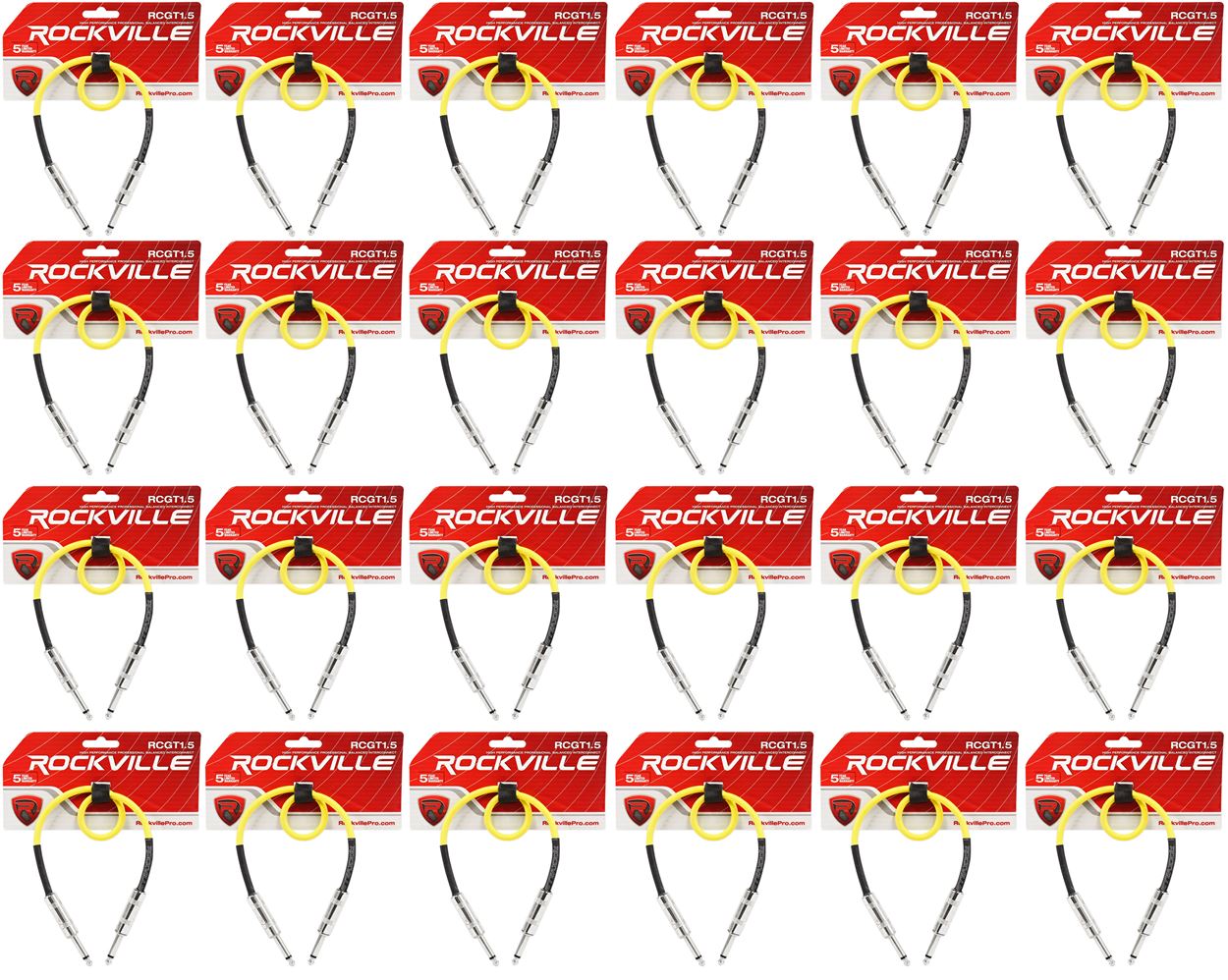 24 Rockville RCGT1.5Y 1.5'  1/4" TS to 1/4'' TS Guitar/Instrument Cable