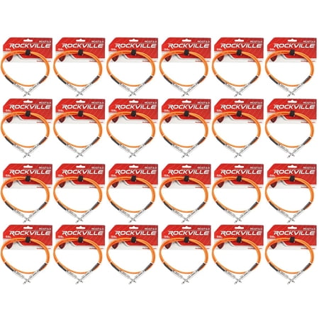 24 Rockville RCGT3.0O 3' 1/4" TS to 1/4'' TS Guitar/Instrument Cable