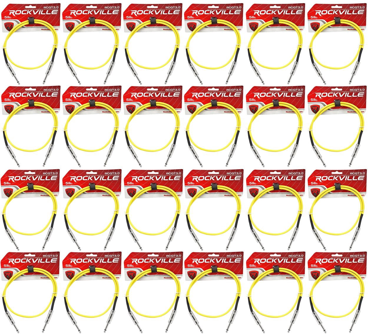 24 Rockville RCGT3.0Y 3'  1/4" TS to 1/4'' TS Guitar/Instrument Cable