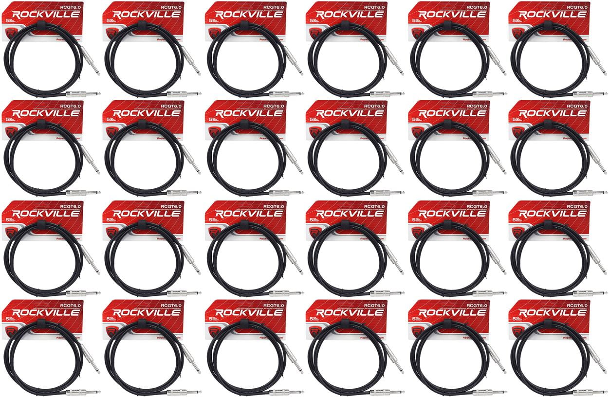 24 Rockville RCGT6.0B 6'  1/4" TS to 1/4'' TS Guitar/Instrument Cable