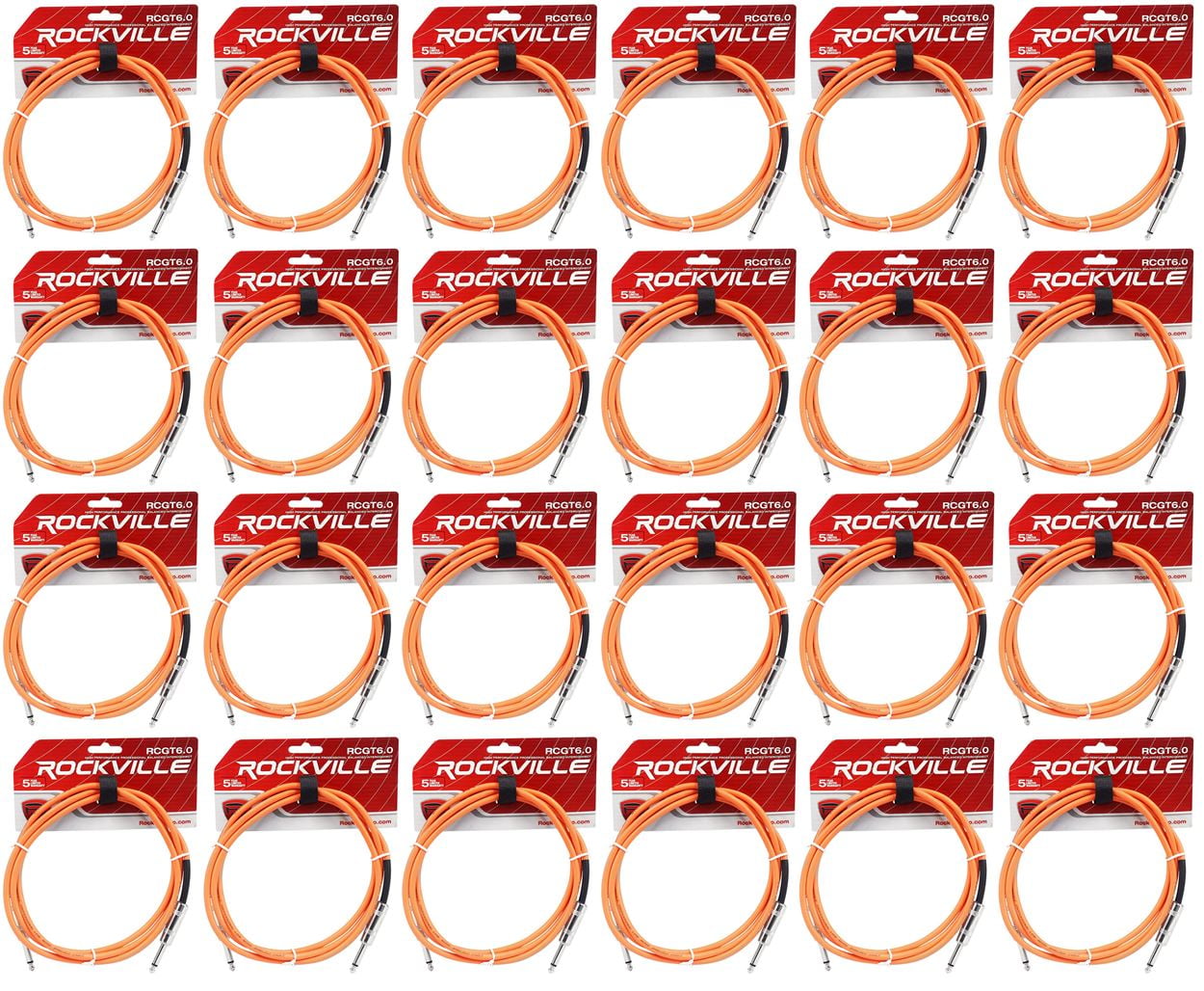 24 Rockville RCGT6.0O 6'  1/4" TS to 1/4'' TS Guitar/Instrument Cable