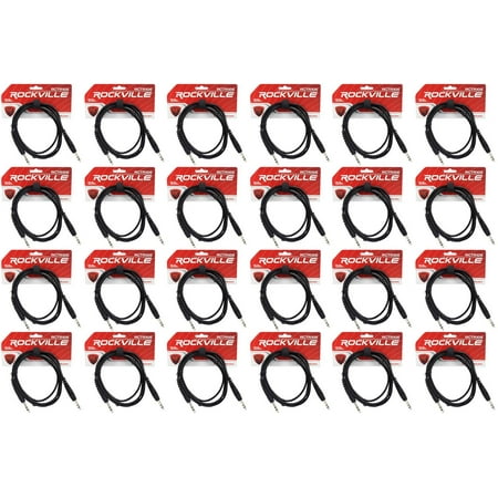 24 Rockville RCTR106B Black 6' 1/4'' TRS to 1/4'' TRS Cable 100% Copper