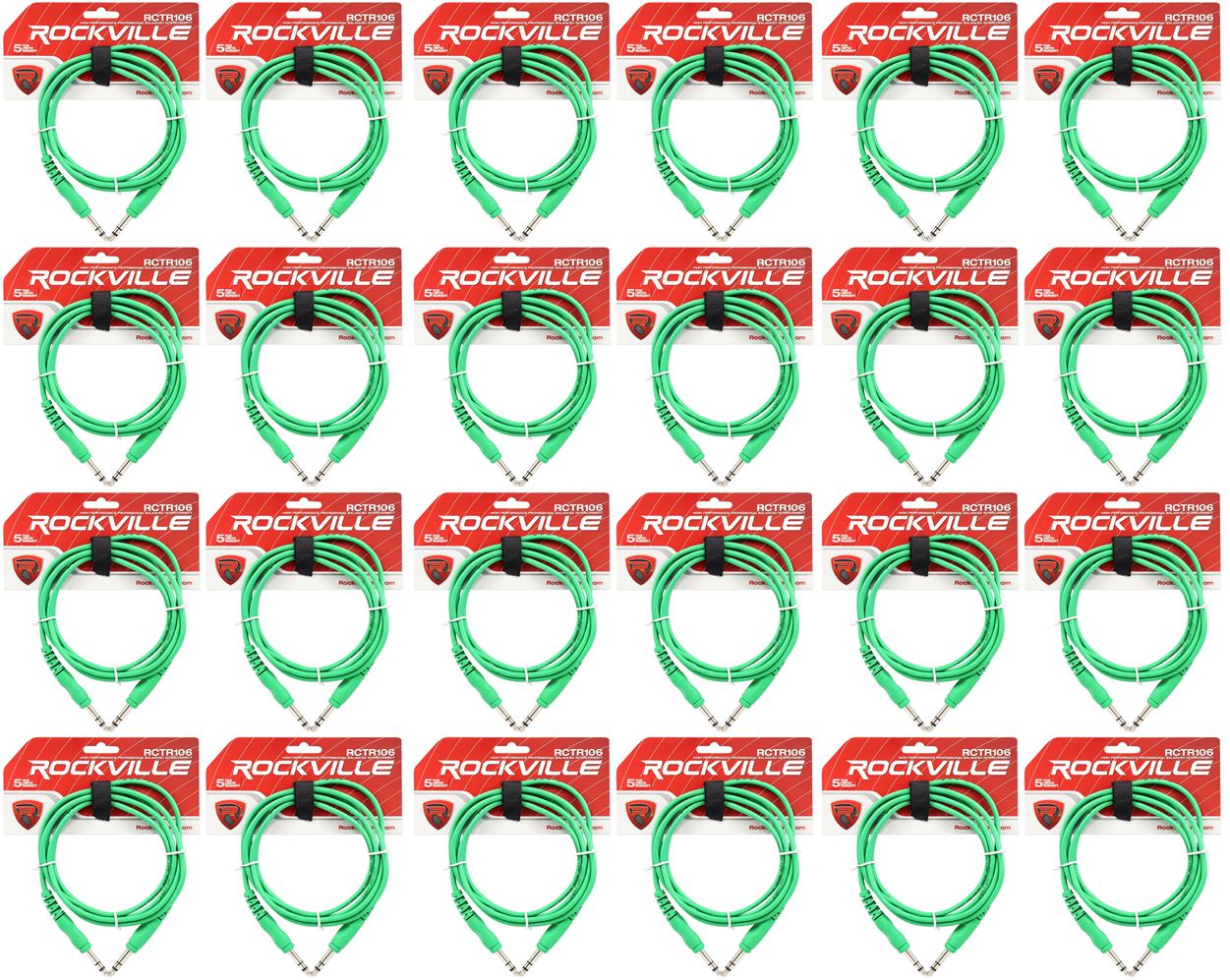 24 Rockville RCTR106G Green 6' 1/4'' TRS to 1/4'' TRS  Cable 100% Copper