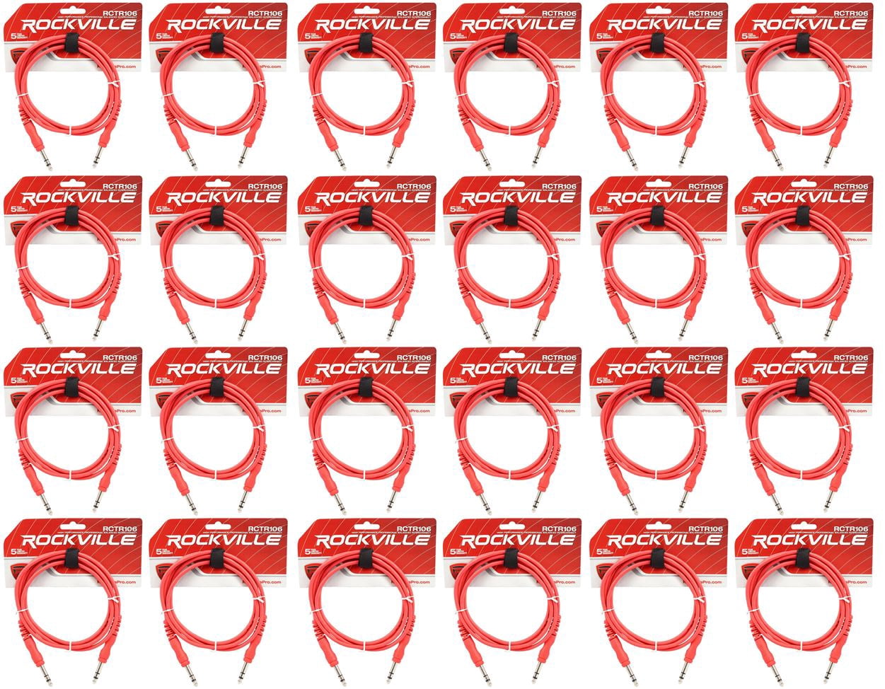 24 Rockville RCTR106R Red 6' 1/4'' TRS to 1/4'' TRS  Cable 100% Copper