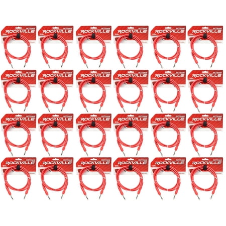 24 Rockville RCTR106R Red 6' 1/4'' TRS to 1/4'' TRS Cable 100% Copper