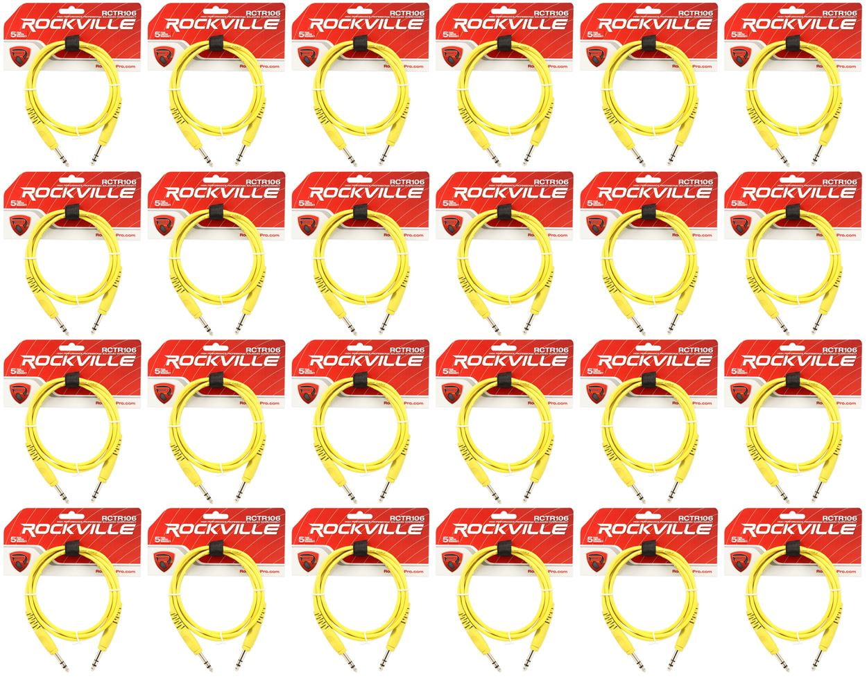 24 Rockville RCTR106Y Yellow 6' 1/4'' TRS to 1/4'' TRS  Cable 100% Copper