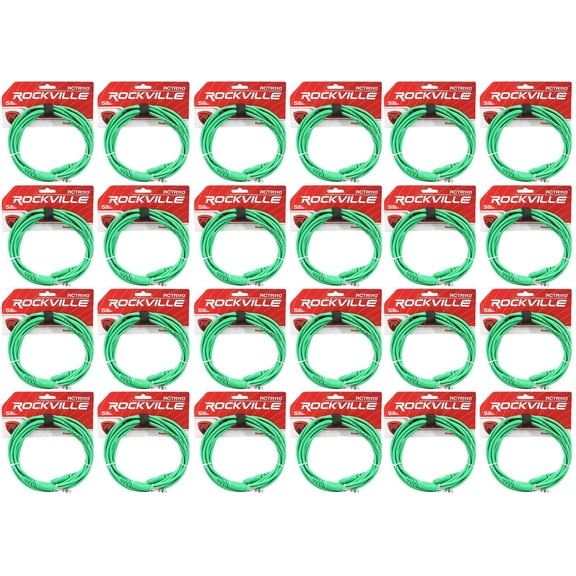 24 Rockville RCTR110G Green 10' 1/4'' TRS to 1/4'' TRS  Cable 100% Copper