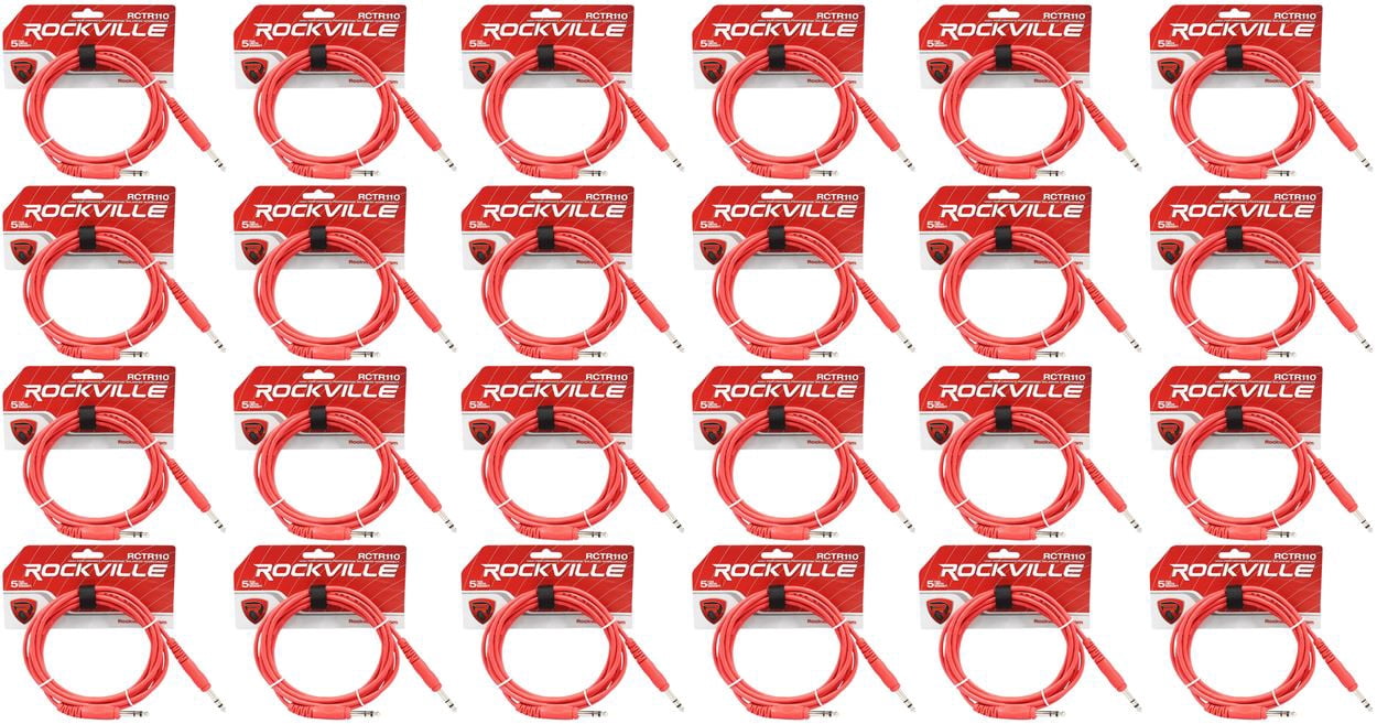 24 Rockville RCTR110R Red 10' 1/4'' TRS to 1/4'' TRS  Cable 100% Copper