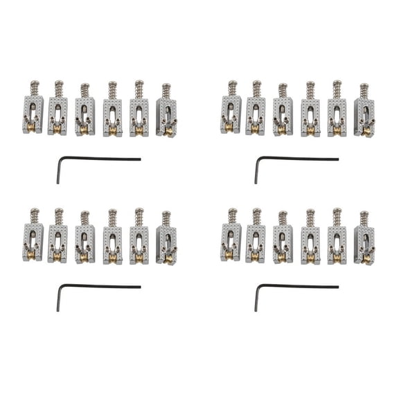 24 Roller Bridge Tremolo Saddles with Wrench for Fender Strat Tele Electric Guitar Chrome Color