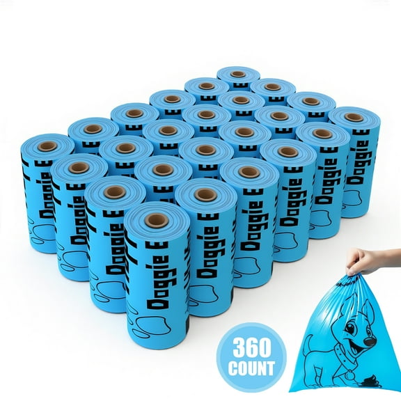 GARITIN Dog Poop Bags for Dogs, Dog Bags for Waste 24 Rolls 360 Count, Doggie Bags for Poop Pet Doggy Waste Bags Rolls, Unscented Cats Litter Bags, Blue