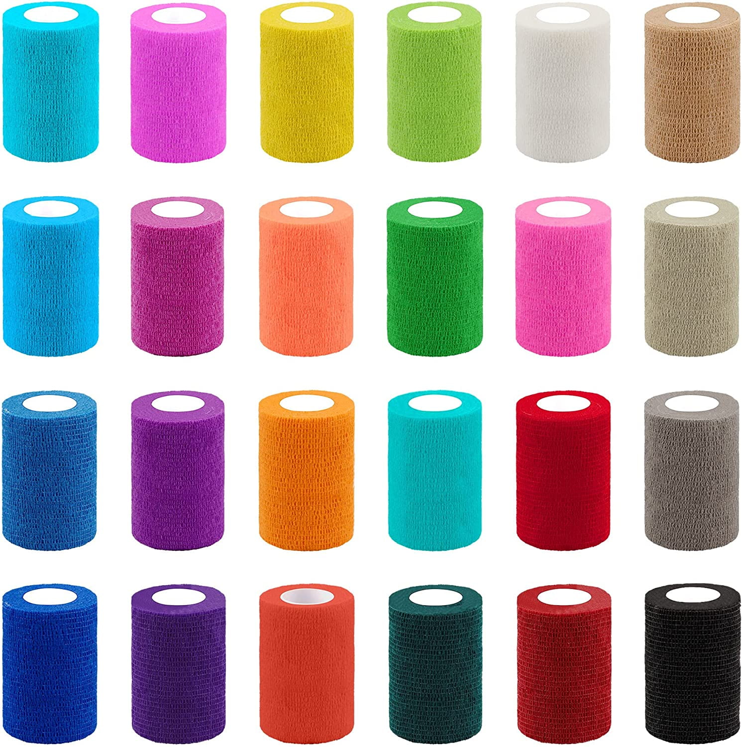 24 Rolls Self Adherent Wrap 4 Inch Self Adhesive Bandages Wrap Stretch Bandage Tape Self Stick Bandage Wraps for Wrist Ankle Swelling Sprains(12 Colors)