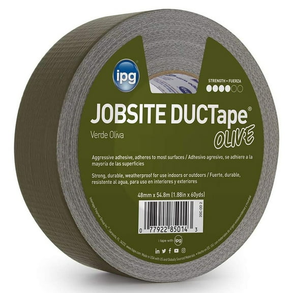24-Rolls of 1.88” x 60 yds IPG 20COD2 Olive Jobsite General Purpose Duct Tape