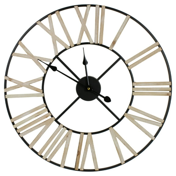 24" Roman Numeral Round Wall Clock with Metal Frame