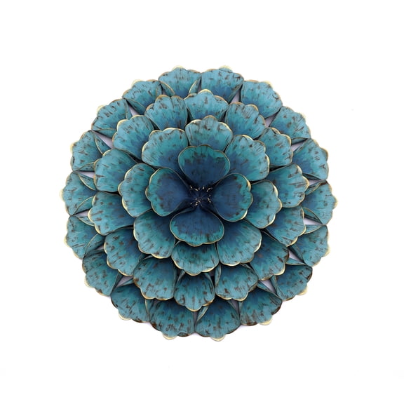 Langford Home 24" Rosette Metal Floral Wall Art Decor, Teal Blue