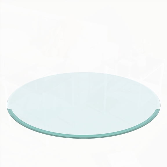 24" Round Clear Tempered Glass Table Top with 2/5 Inch Thick Beveled Polished Edge