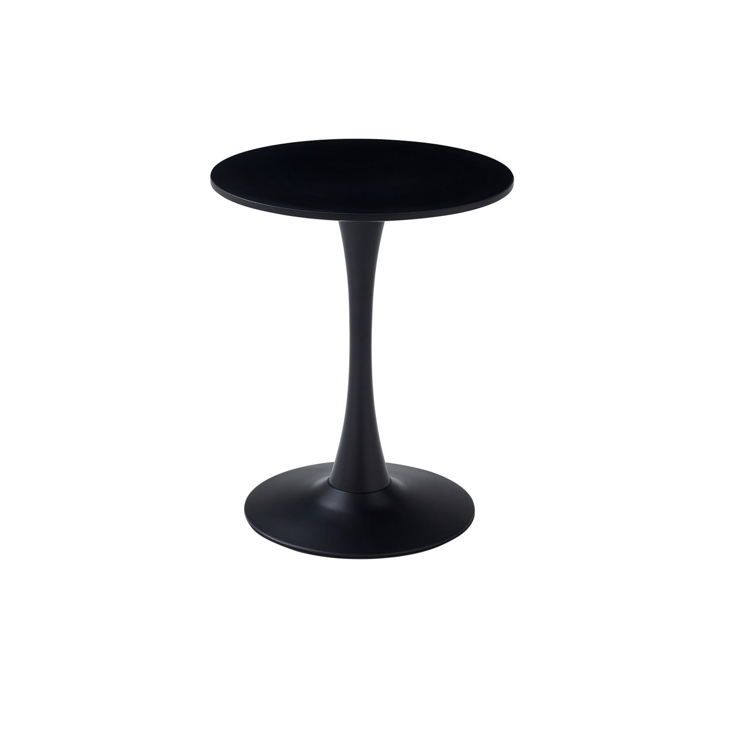 24" Round Dining Table, Modern Black Tulip Base Table with MDF Top & Matte Iron Pedestal, Small Space Kitchen Table, Mid Century Coffee Table for Dining Room, Living Room & Apartment