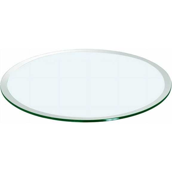 24" Round Glass Table Top - 1/2" Thick Beveled Edge Tempered Glass, Replacement Glass Table Top for Kitchen/Patio Table