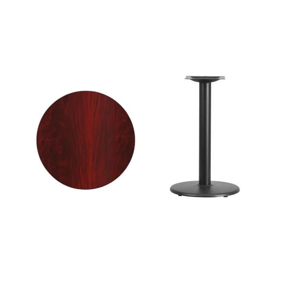 24" Round Mahogany Laminate Table Top With Table Height Round Base - Table Height Restaurant Table