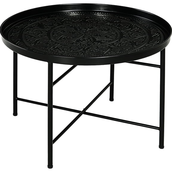 24" Round Metal Tea Table, Painted Metal, Handmade Style - Enhances Tea Time Experience
