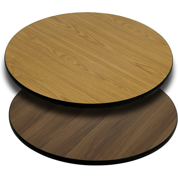 24" Round Natural/Walnut Reversible Laminate Table Top