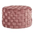 thumbnail image 1 of 24" Round Ottoman Pouf, Braided Ottoman Pouf, Modern Velvet Footrest Stool for Living Room, Bedroom, Entryway, Pink, 1 of 6