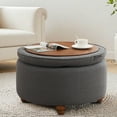 thumbnail image 1 of 24'' Round Ottoman with Storage, Modern Tufted Fabric Storage Ottoman with Removable Top for Living Room, Bedroom, Drak Gray, 1 of 8