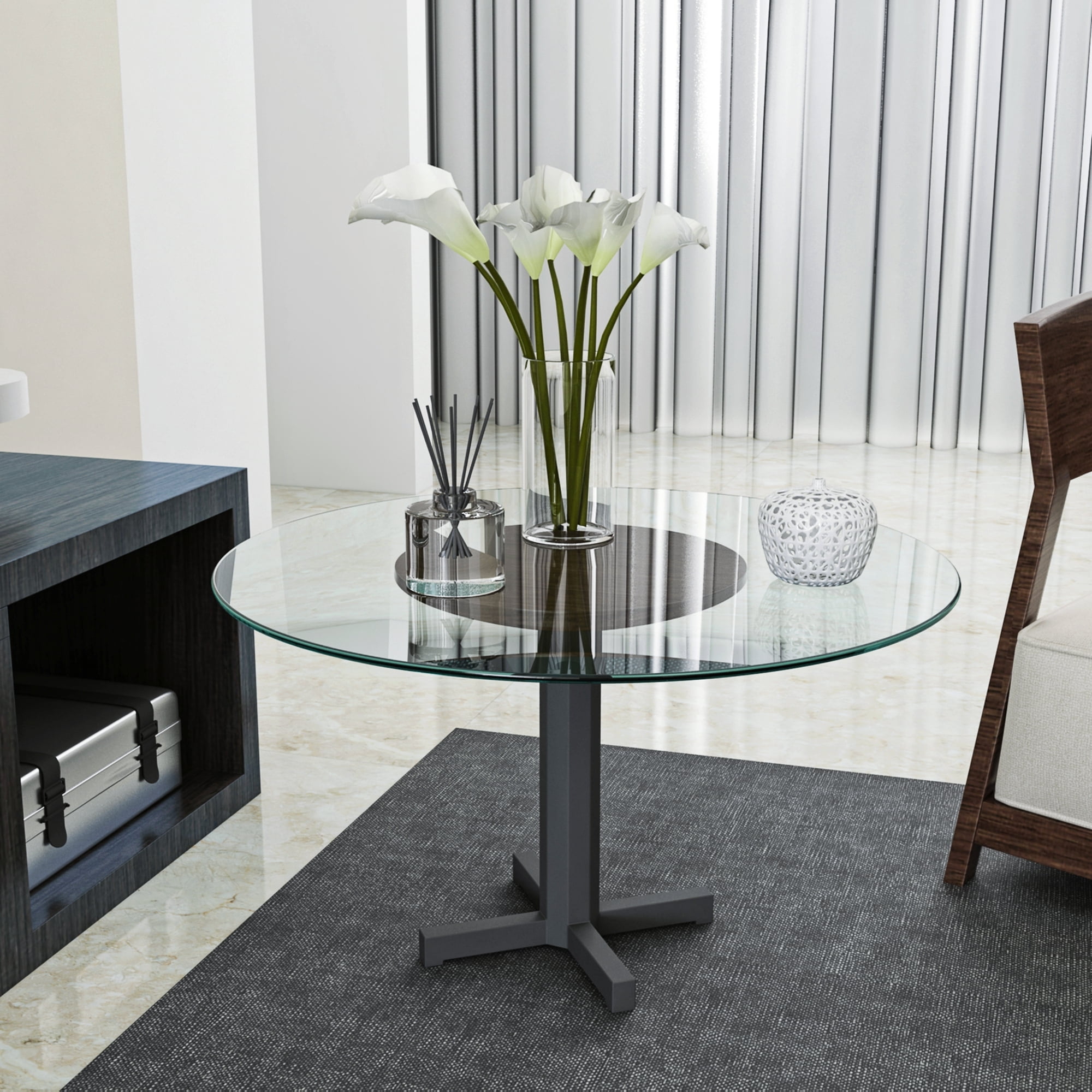 24" Round Table Top,Tempered Glass Table Top Clear Glass 1/4" Inch Thick Flat Polished Edge for Indoor/Outdoor