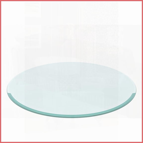 24 Round Tempered Glass Coffee Table Top - Easy-Clean, Safe Beveled Edge, 2/5 Thick