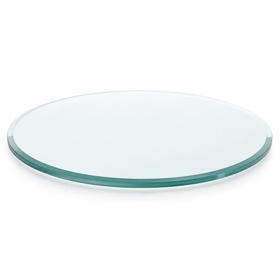 24" Round Tempered Glass Table Top, Clear Glass 1/2" Thick with Beveled Polished Edge, DIY Replacement Tabletop for Dining Table, Coffee Table, Patio Table, Office Table, Indoor & Outdoor