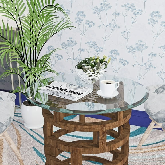 24" Round Tempered Glass Table Top Clear Glass 2/5 Inch Thick Beveled Polished Edge for Indoor Dining or Outdoor Patio