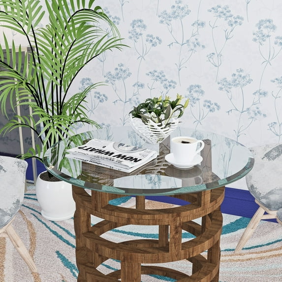 24" Round Tempered Glass Table Top Clear Glass 2/5 Inch Thick Beveled Polished Edge for Indoor Dining or Outdoor Patio