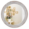 thumbnail image 1 of 24'' Round Wall Mounted Mirror, Wood Decorative Circle Mirrors, Boho Mirrors with Beaded Frame, Rustic Vanity Mirror, Distressed Mirror for Bathroom, Living Room, Bedroom, Entryway, 1 of 9