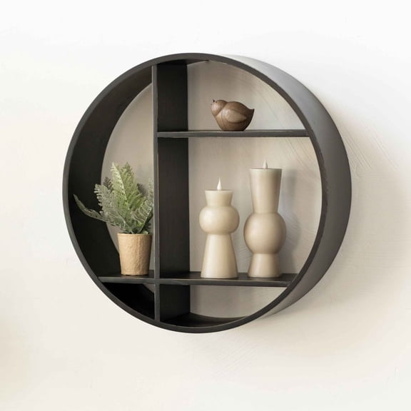 24" Round Wood Shelf - Black | Neutral Mod Collection