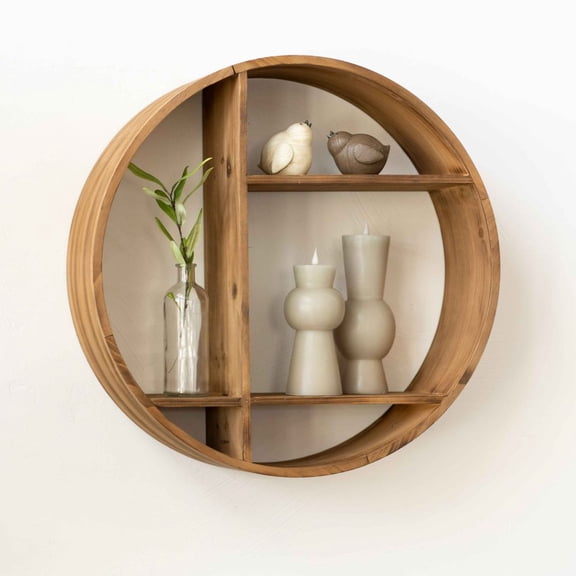 24" Round Wood Shelf  Natural | Neutral Mod Collection