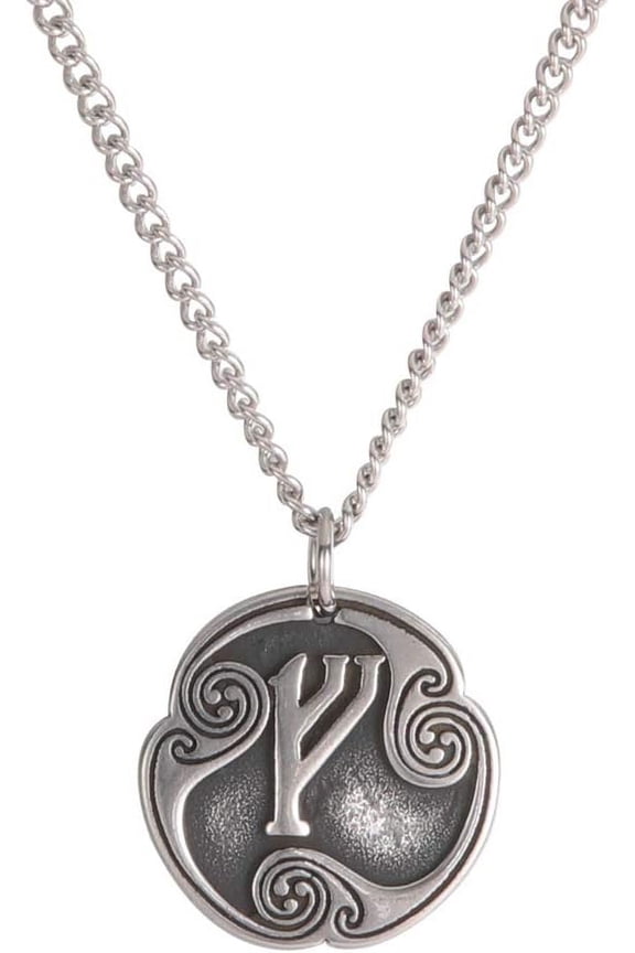 24 Runes Talisman Viking Jewelry Asatru Necklace Pagan Wiccan Pendant Norse Runes Vintage Nordic Amulet Necklace for Women Men (Fehu)