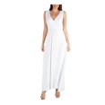 thumbnail image 1 of 24 SEVEN COMFORT Womens White Tie Stretch V-back Short Sleeve V Neck Maxi Empire Waist Dress L, 1 of 1