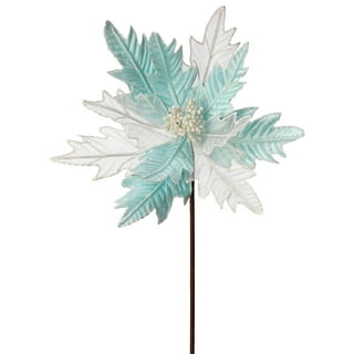 Keimprove 10 Pcs Glitter Poinsettias Artificial Christmas Flowers