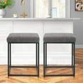 24" Set of 2 Conter Stools Bar Stools with Footrest Pu Leather Backless