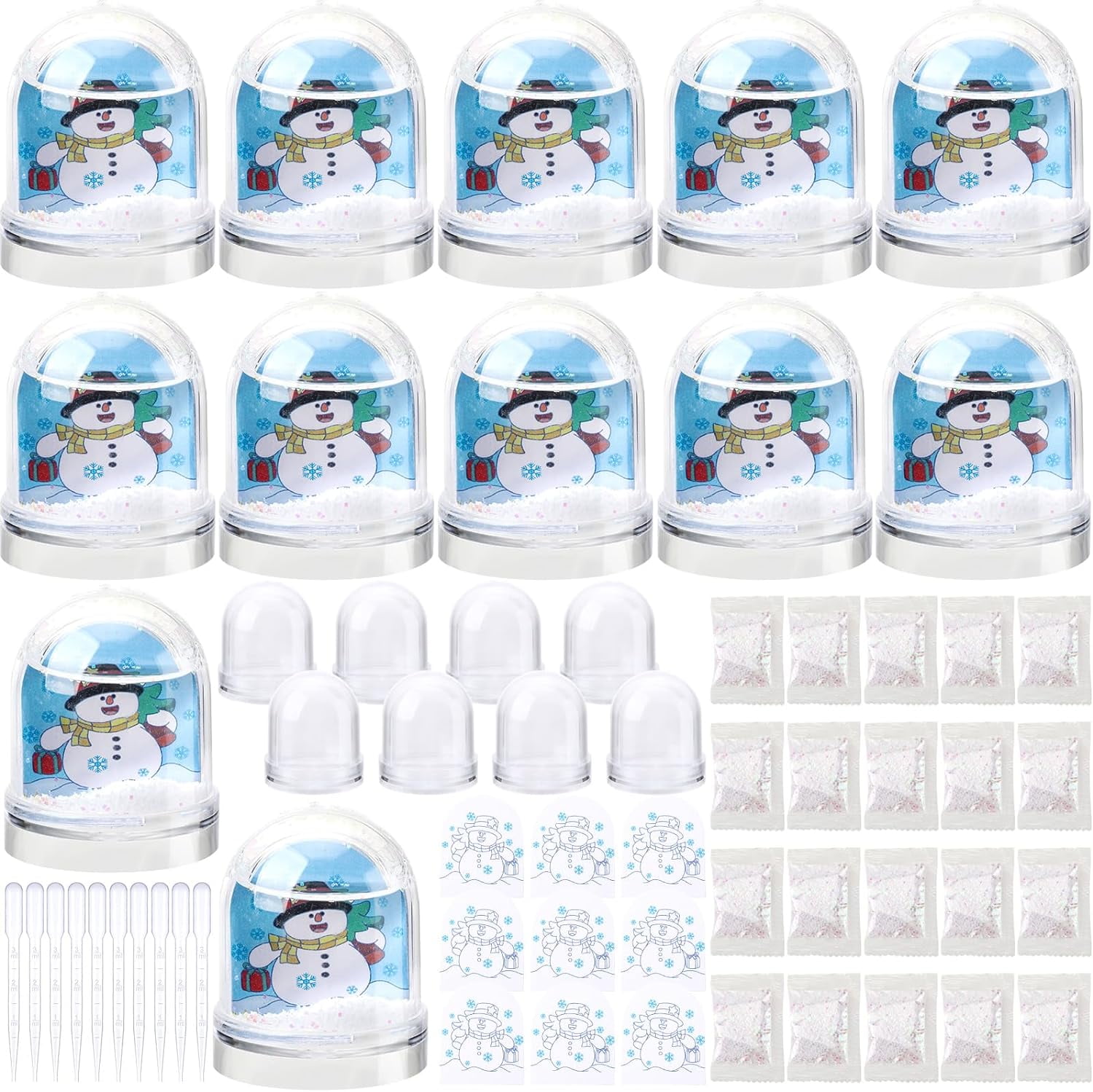 24 Set Christmas Snowman Snow Globe Kits for Kids Bulk Create Your Own