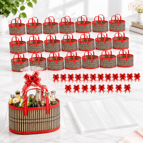 24 Set Fall Thanksgiving Empty Gift Baskets to Fill for Gift Wrapping and Storage