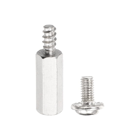 24 Set M3 x 10mm + 6mm Hex Motherboard Standoffs with Screw, Silver White