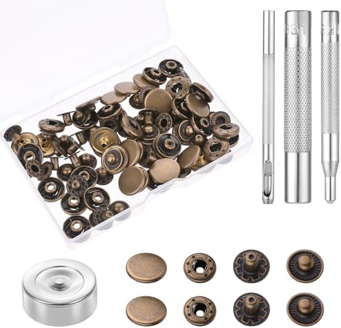 Jacket Back Fastener 24 Sets 15mm Heavy Duty Leather Snap Fasteners Kit (Bronze) - 4 ...