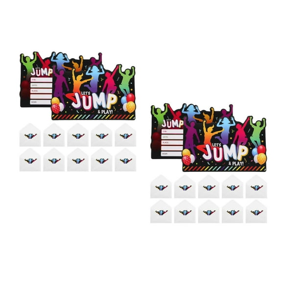 Sets Bounce House Or Jumping Party Invitations Trampoline Jump Birthday Invites With Envelopes Trampoline Birthday Party Lets Jump And Play